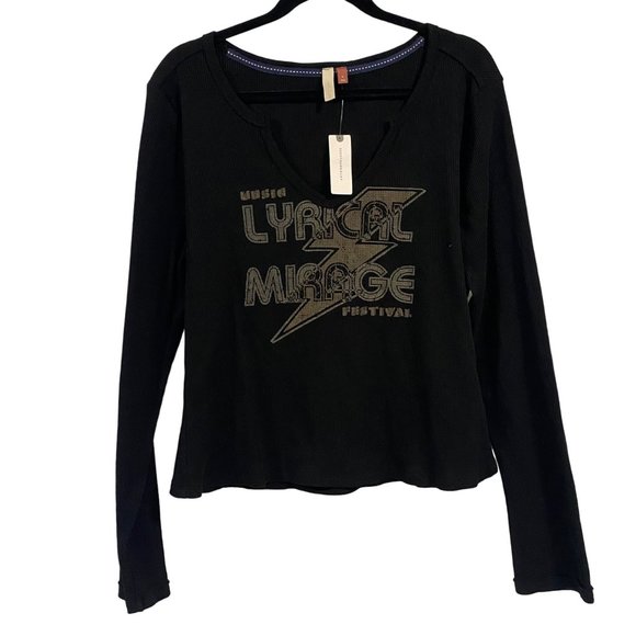 Anthro Pilcro Notched Waffle Top Lyrical Mirage Music Festival Size XL NWT - Picture 1 of 8